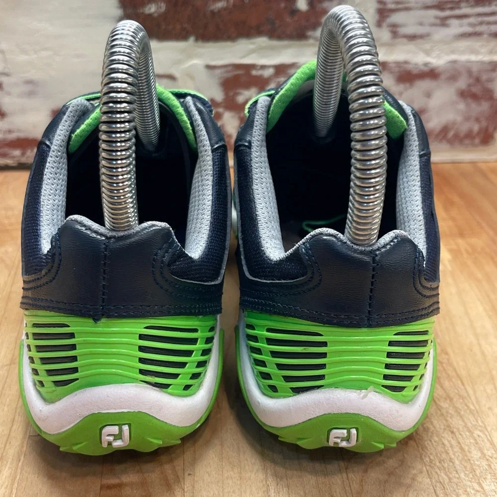 FootJoy Junior 45098 Spiked Golf Shoes Green Navy Blue Kids Size 2 M